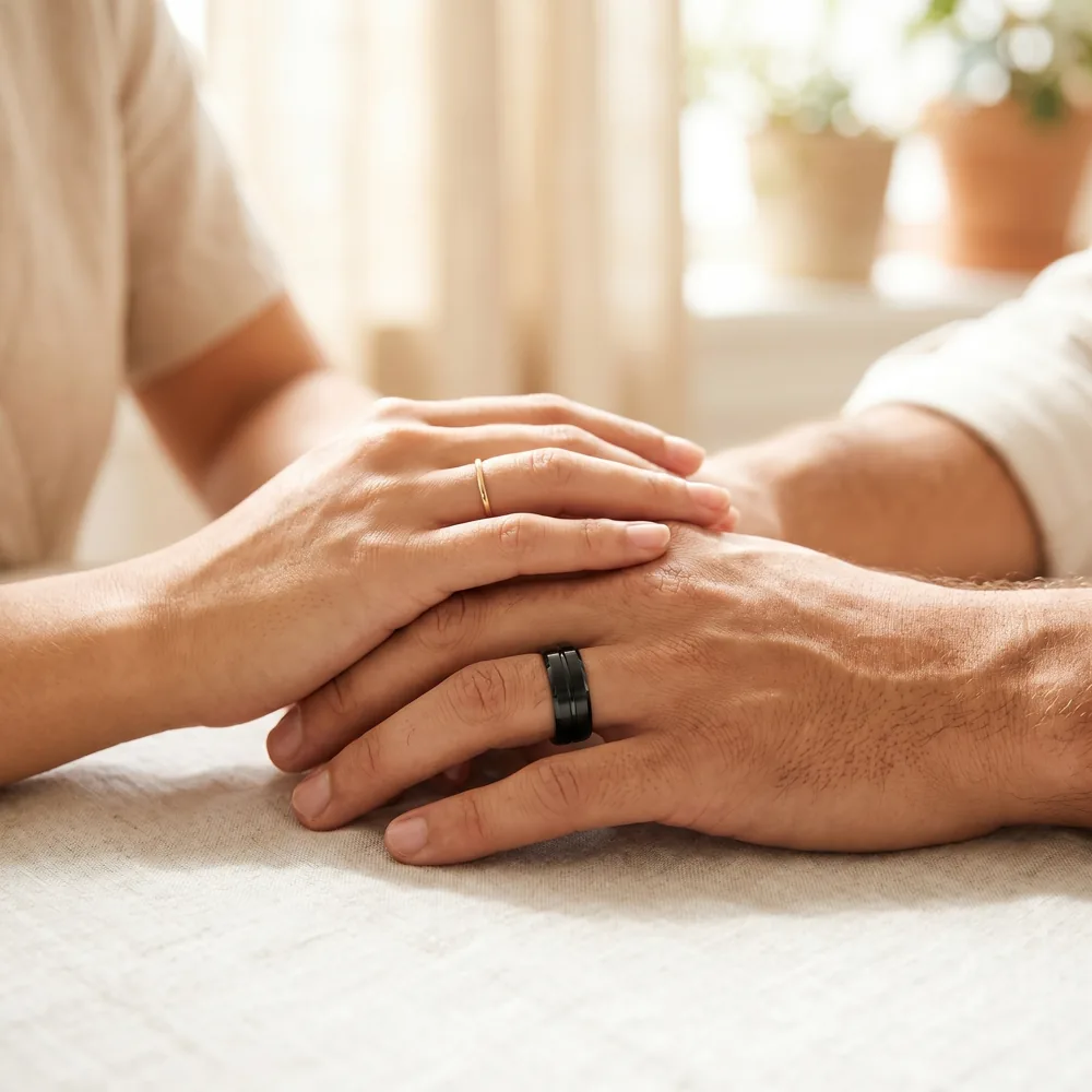 A couple wearing their Stylex rings