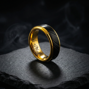 golando 7mm black gold tungsten carbide wedding band
