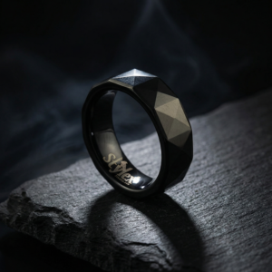 OLEMPUS 7MM Black Tungsten Carbide Wedding Band