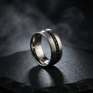 CRYSTAL SILVER 9MM Wedding Band