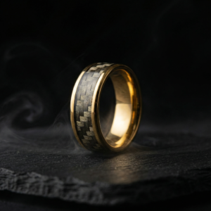 FIBRA 9MM Gold Stainless Steel Wedding Band