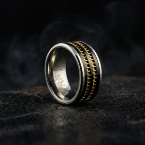 COBRA 10MM Black Gold White Wedding Band