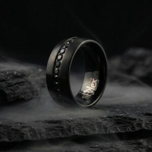 CRYSTAL BLACK 9MM Wedding Band