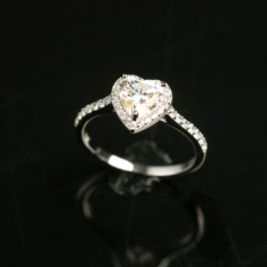 heart bazel moissanite 925 sterling silver adjustable size ring