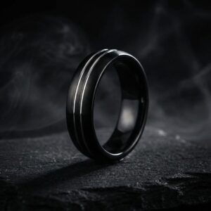 TWIN LINES BLACKED 6MM Tungsten Carbide Wedding Band