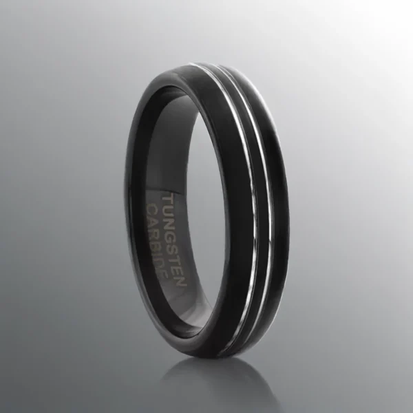 TWIN LINES BLACKED 6MM Tungsten Carbide Wedding Band