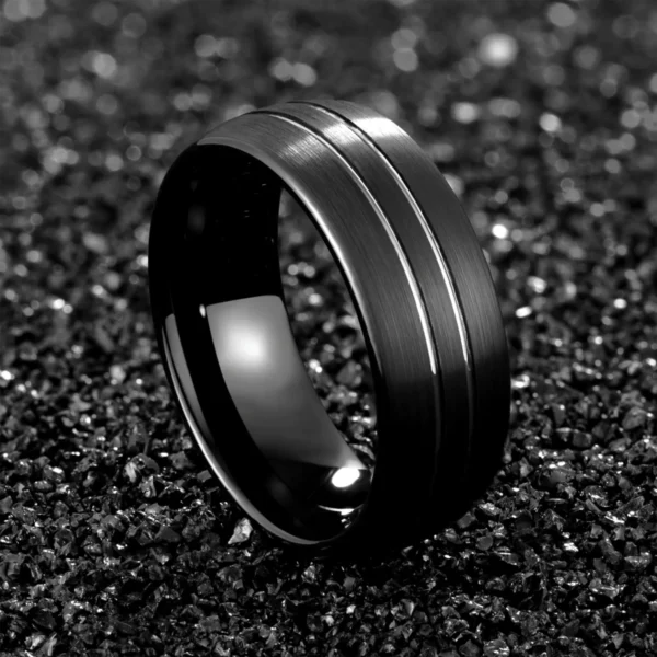 Black Liner 8MM Tungsten Carbide Wedding Band