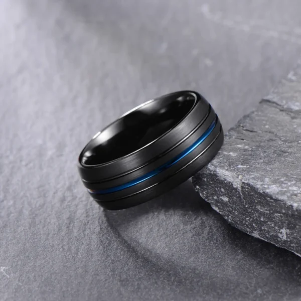 Blue Liner 10MM Tungsten Carbide Wedding Band - Image 3
