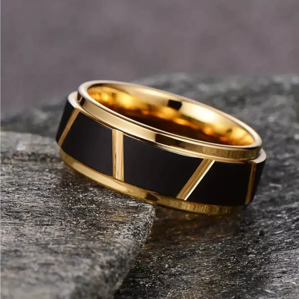 Golden Blacked 8MM Tungsten Carbide Wedding Band