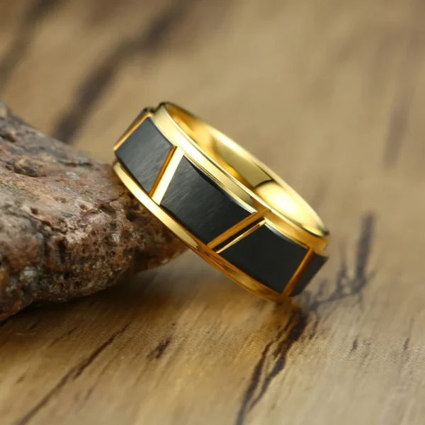 Golden Blacked 8MM Tungsten Carbide Wedding Band - Image 6