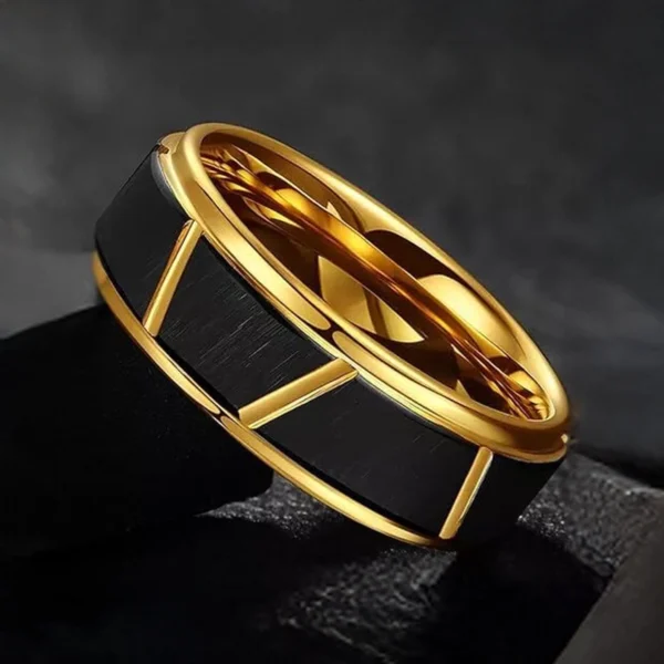 Golden Blacked 8MM Tungsten Carbide Wedding Band - Image 4