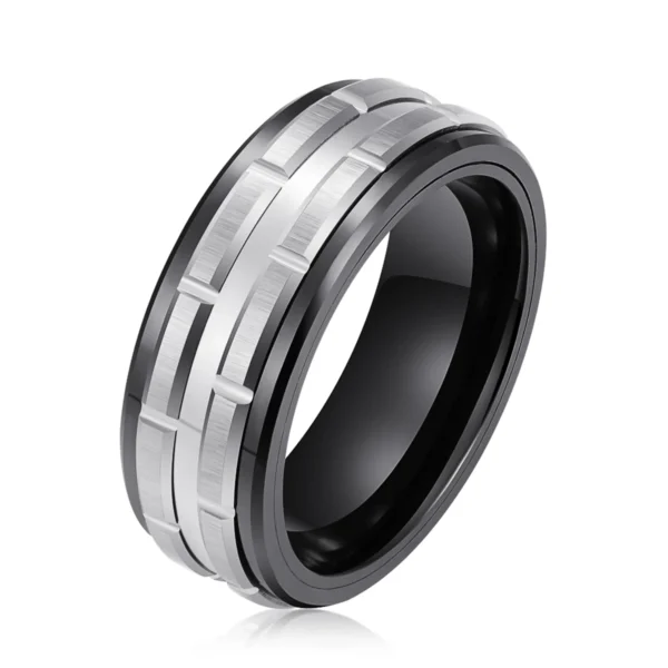 Silver Bricks 8MM Tungsten Carbide Wedding Band
