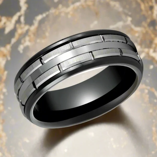 Silver Bricks 8MM Tungsten Carbide Wedding Band