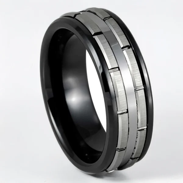 Silver Bricks 8MM Tungsten Carbide Wedding Band