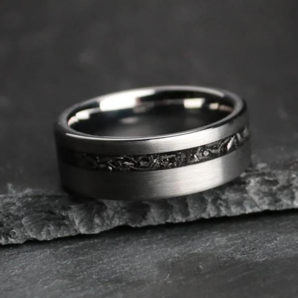 Thor Meteorite 8MM Tungsten Carbide Wedding Band - Image 4