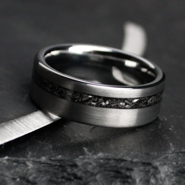 Thor Meteorite 8MM Tungsten Carbide Wedding Band - Image 2