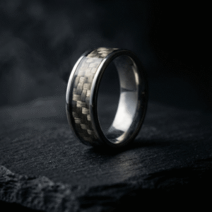 FIBRA 9MM White Matrix Stainless Steel Wedding Band