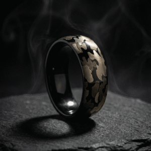 FIBRA 9MM Black Gold White Tungsten Carbide Wedding Band