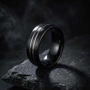 Black Liner 8MM Tungsten Carbide Wedding Band