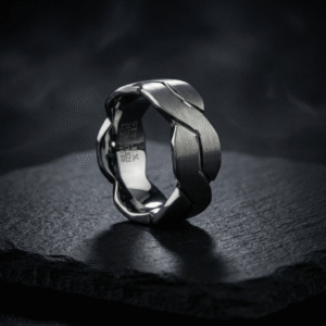 CURVED GRAY 8MM Wedding Band