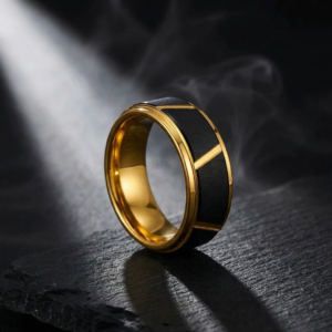 Golden Blacked 8MM Tungsten Carbide Wedding Band