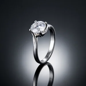 Lumiere Bypass Solitaire Ring In 925 Sterling Silver