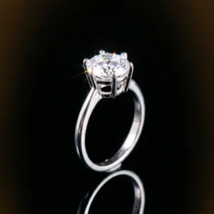 Aurora Six-Claw Solitaire Ring In 925 Sterling Silver